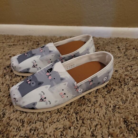 NEW InterestPrint Grey Cats Womens Comfortable Casual Flats 4.5 - Picture 6 of 7